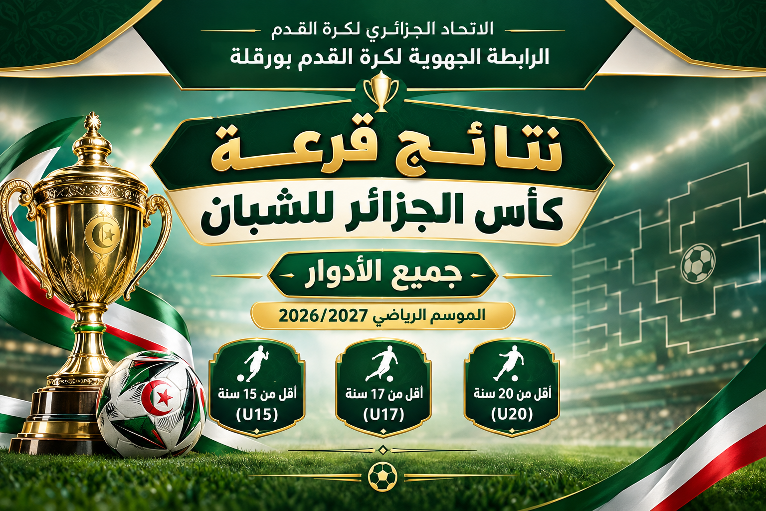 نتائج قرعة جميع الادوار لكأس الجزائر لشبان 2027